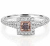 .73CT WHITE & PINK DIAMOND 18KT WHITE & ROSE GOLD CUSHION FRIENDSHIP LOVE RING