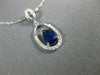 ESTATE .62CT DIAMOND & AAA SAPPHIRE 14K WHITE GOLD 3D TEAR DROP FLOATING PENDANT