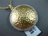 ANTIQUE .44CT DIAMOND 18KT WHITE & YELLOW GOLD HAMMER CIRCLE DESIGN PENDANT