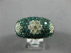 ESTATE WIDE 4.98CT WHITE & BLUE DIAMOND 14KT WHITE GOLD 3D MULTI ROW FLOWER RING