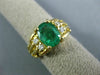 ESTATE 1.77CT DIAMOND & AAA EMERALD 14K YELLOW GOLD OVAL & ROUND ENGAGEMENT RING