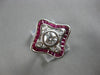 LARGE 1.17CT DIAMOND & AAA RUBY 18KT WHITE GOLD ENGAGEMENT RING 28179