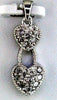 .18CT DIAMOND 14KT WHITE GOLD 3D CLASSIC PAVE DOUBLE HEART FUN FLOATING PENDANT