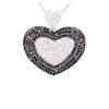 LARGE 3.57CT WHITE & BLACK DIAMOND 18KT WHITE GOLD DOUBLE HEART FLOATING PENDANT