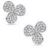 ESTATE 1.52CT DIAMOND 18KT WHITE GOLD CLASSIC 3 LEAF CLOVER FLOWER STUD EARRINGS
