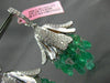 ANTIQUE LARGE 38.89CT DIAMOND & AAA EMERALD 18KT WHITE GOLD CHANDELIER EARRINGS