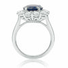 ESTATE 8.21CT ROUND DIAMOND & AAA SAPPHIRE 18K WHITE GOLD FLOWER ENGAGEMENT RING