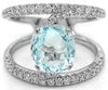 EXTRA LARGE 3.19CT DIAMOND & AAA PARAIBA TOURMALINE 18KT WHITE GOLD 3D LOVE RING
