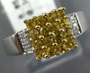 ESTATE .59CT DIAMOND & AAA YELLOW SAPPHIRE 14K WHITE GOLD SQUARE FRIENDSHIP RING