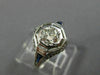 ANTIQUE WIDE .70CT DIAMOND & AAA SAPPHIRE 18KT WHITE GOLD ENGAGEMENT RING 26036