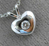ESTATE .05CT DIAMOND 14KT WHITE GOLD 3D SOLITAIRE HEART LOVE FUN PENDANT #25932