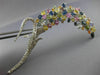 EXTRA LARGE 9.10CT DIAMOND & AAA MULTI COLOR SAPPHIRE 14KT WHITE GOLD BROOCH PIN