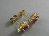 ANTIQUE 2.15CTW DIAMOND RUBY 14KT YLW GOLD ROUND CLUSTER PUSHBACK EARRINGS #1765