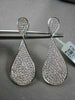 ANTIQUE EXTRA LARGE 3.35CT DIAMOND 18KT WHITE GOLD PEAR SHAPE HANGING EARRINGS