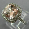 LARGE 2.14CT AAA WHITE SAPPHIRE & MORGANITE 14KT WHITE GOLD HALO ENGAGEMENT RING