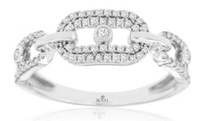 ESTATE .25CT DIAMOND 14KT WHITE GOLD 3D ROUND LOVE KNOT 3 STONE OVAL LOVE RING