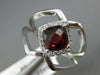 WIDE 1.37CT DIAMOND & AAA GARNET 14KT WHITE GOLD CUSHION & ROUND LOVE KNOT RING