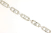 ESTATE .28CT DIAMOND 14KT WHITE GOLD ROUND & BAGUETTE OVAL LINK TENNIS BRACELET