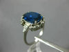ANTIQUE LARGE 4.25CT DIAMOND & AAA SAPPHIRE 14KT WHITE GOLD HALO ENGAGEMENT RING