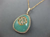 LARGE .50CT DIAMOND & AAA GREEN CHALCEDONY 14KT ROSE GOLD 3D TEAR DROP PENDANT