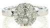 WIDE .58CT DIAMOND 18KT WHITE GOLD 3D MULTI SHAPE FLOWER MULTI HEART LOVE RING