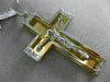 ESTATE EXTRA LARGE .35CT DIAMOND 14K WHITE & YELLOW GOLD 3D CROSS PENDANT #12474