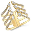 WIDE .73CT DIAMOND 14KT YELLOW GOLD 3D ROUND & MARQUISE MULTI SHAPE V SHAPE RING
