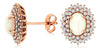 LARGE 1.50CT DIAMOND & AAA OPAL 14KT ROSE GOLD OVAL & ROUND FLOWER STUD EARRINGS