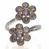 LARGE 2.39CT WHITE & PINK DIAMOND 18KT WHITE & ROSE GOLD FLOWER CRISS CROSS RING