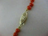 ESTATE AAA RED CORAL & GOLD BEADS 14KT Y GOLD NECKLACE & FILIGREE LOCK 5MM 22069