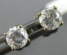 ESTATE .60CT DIAMOND 14KT WHITE GOLD 3D ROUND CLASSIC STUD EARRINGS #587