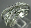 ESTATE WIDE .52CT DIAMOND 18KT WHITE GOLD MULTI ROW CRISS CROSS ANNIVERSARY RING
