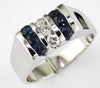 WIDE 1.05CT DIAMOND & AAA SAPPHIRE 14KT WHITE GOLD ROUND 3 ROW CHANNEL MENS RING