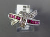 ESTATE LARGE 1.78CT DIAMOND & AAA RUBY 14K WHITE GOLD ROUND & PRINCESS FUN RING