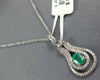 .66CT DIAMOND & AAA EMERALD 14K WHITE GOLD HORSESHOE TEAR DROP LUCKY FUN PENDANT