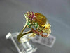 ANTIQUE LARGE 8CT EXTRA FACET MULTI COLOR GEMSTONE 18KT YELLOW GOLD FLOWER RING