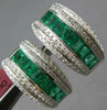 LARGE 4.14CT DIAMOND & AAA EMERALD 18KT WHITE GOLD 3D CLIP ON HANGING EARRINGS