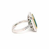 LARGE 7.64CT DIAMOND & AAA EMERALD 18KT 2 TONE GOLD SQUARE HALO ENGAGEMENT RING