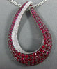 ESTATE LARGE 4.19CT DIAMOND & AAA RUBY 18KT WHITE GOLD 3D TEAR DROP FUN PENDANT