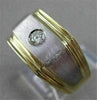 ESTATE WIDE .25CT ROUND DIAMOND 14KT TWO TONE GOLD 3D STRIPED MEN'S RING #17572