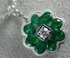 ESTATE 1.22CT DIAMOND & AAA EMERALD 18KT WHITE GOLD 3D FILIGREE FLOATING PENDANT