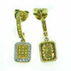 .58CT WHITE & FANCY YELLOW DIAMOND 18KT 2 TONE GOLD OCTAGON FUN HANGING EARRINGS