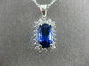 ESTATE LARGE 4.86CT DIAMOND & TANZANITE 14KT WHITE GOLD HALO RECTANGULAR PENDANT