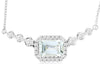 1.12CT DIAMOND & AAA AQUAMARINE 14K WHITE GOLD ROUND & EMERALD CUT LOVE NECKLACE