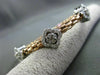 ESTATE 1.30CT DIAMOND 14KT WHITE & ROSE GOLD 3D FLOWER FLEXIBLE BANGLE BRACELET