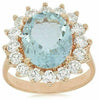 ESTATE EXTRA LARGE 5.6CT DIAMOND & AAA AQUAMARINE 14K ROSE GOLD ANNIVERSARY RING