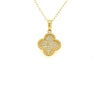 ESTATE .16CT DIAMOND 18KT YELLOW GOLD CLASSIC FLOWER FILIGREE FLOATING PENDANT