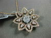 ESTATE LARGE 1.13CT DIAMOND 14KT ROSE GOLD 3D CLUSTER FLOWER SUNBURST PENDANT