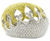EXTRA LARGE 2.86CT WHITE & FANCY YELLOW DIAMOND 18KT WHITE GOLD TEAR DROP RING
