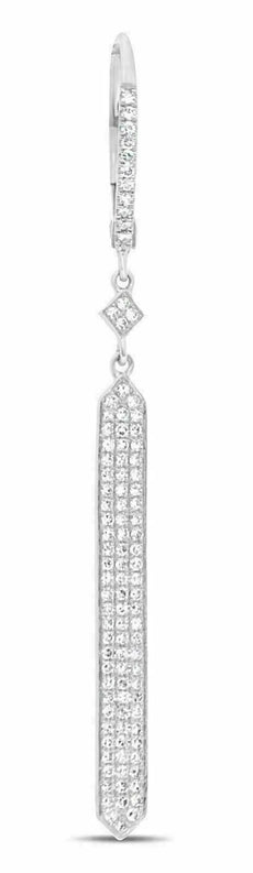 ESTATE .45CT DIAMOND 14KT WHITE GOLD 3D GEOMETRIC CHANDELIER HANGING EARRINGS